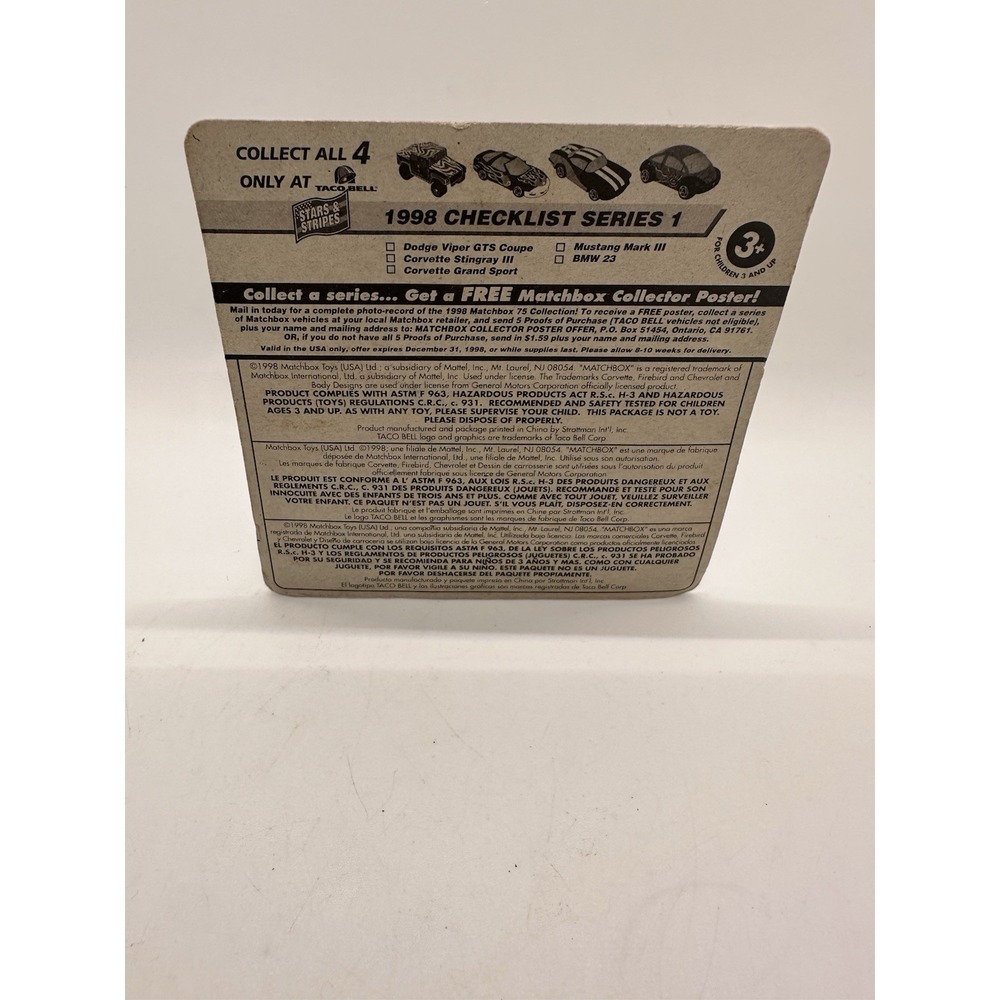 Matchbox Madness Firebird‎ Formula 1998 Taco Bell Exclusive Stars & Stripes NIB - Picture 4 of 4
